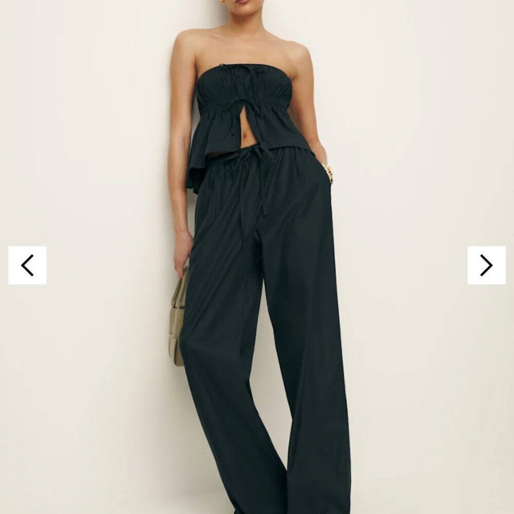 Reformation Micah Poplin Pant Black - Size XS